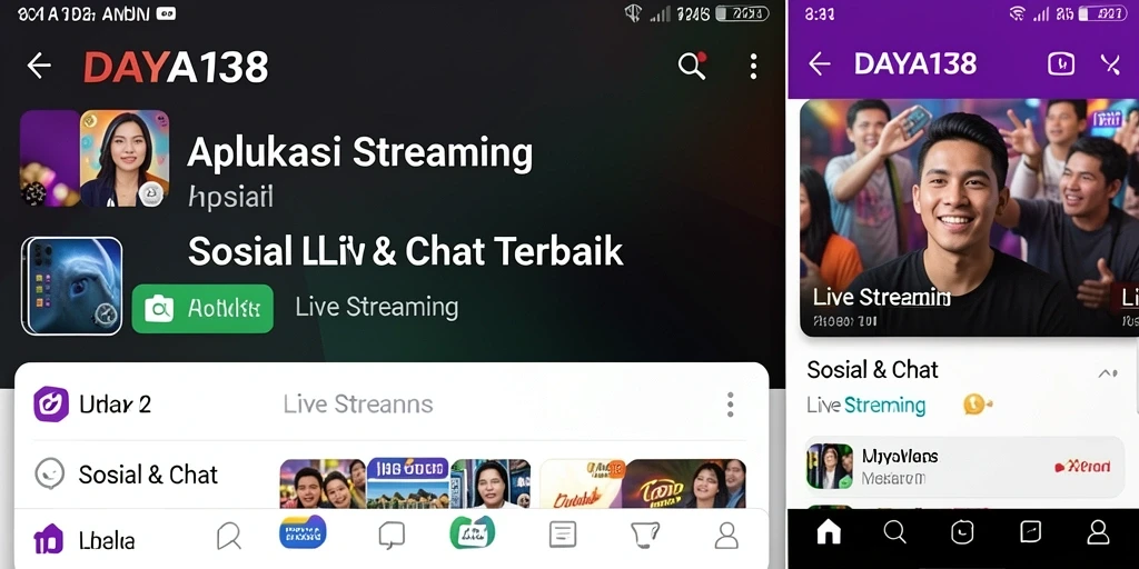 Tampilan antarmuka intuitif DAYA138 dengan fitur Live Streaming yang menarik.
