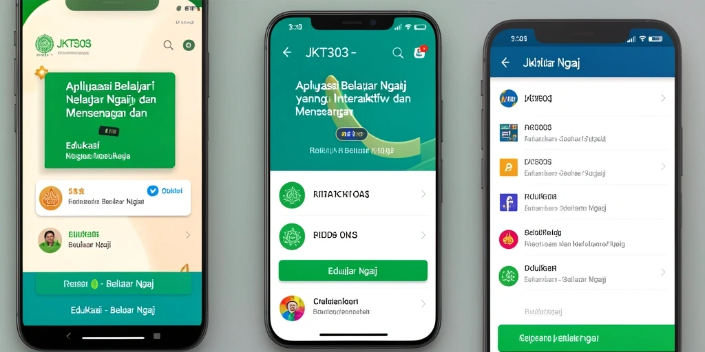 Tampilan antarmuka JKT303 yang intuitif dan menarik untuk Belajar Ngaji.