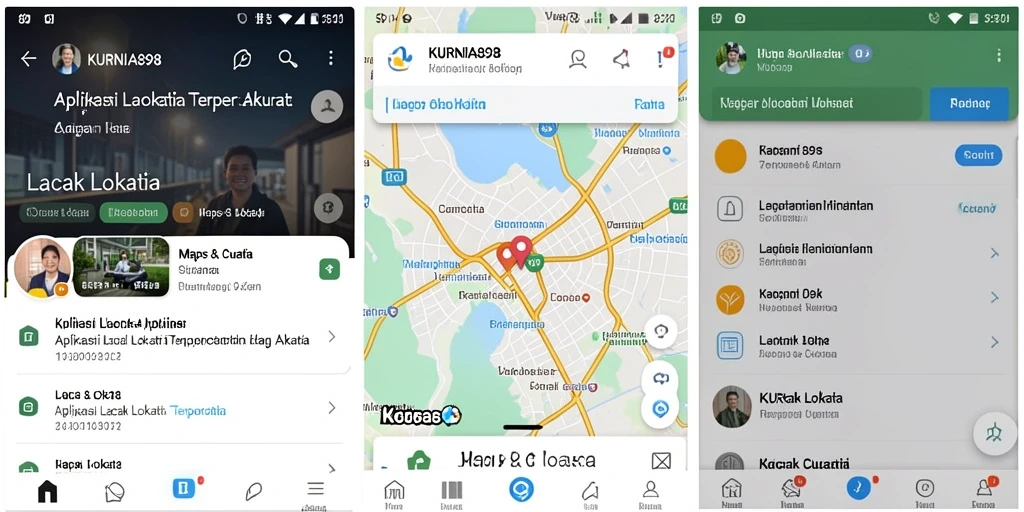 Tampilan antarmuka aplikasi KURNIA898 dengan fitur pelacakan lokasi.