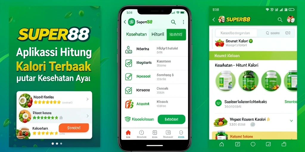 Tampilan antarmuka utama SUPER88 yang menampilkan perhitungan kalori harian.