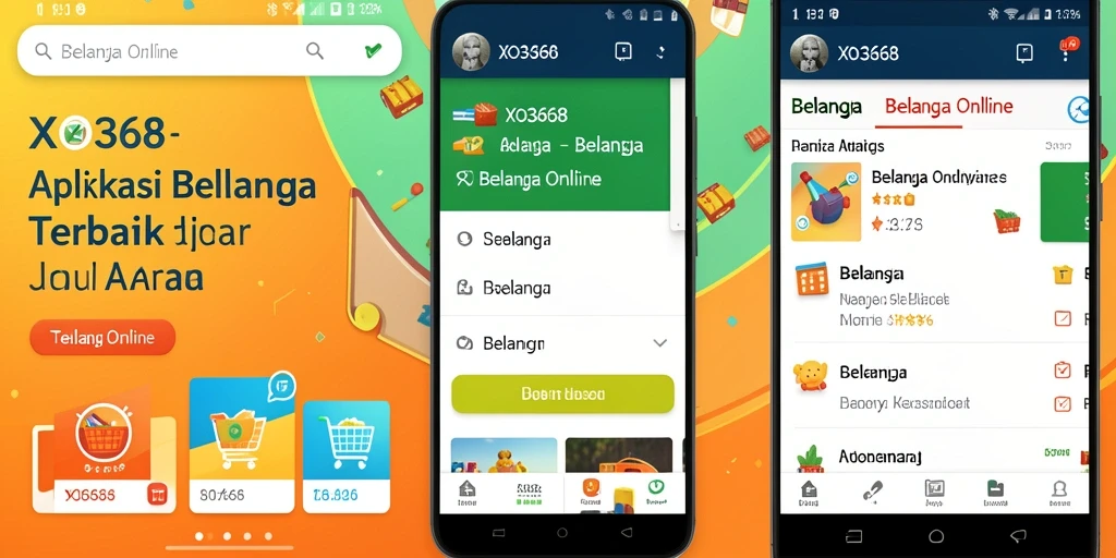 Tampilan antarmuka aplikasi XO368 untuk belanja online.